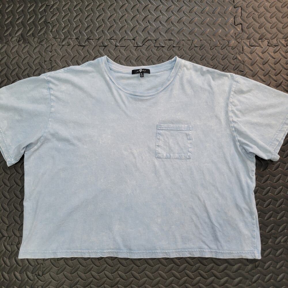 7 For All Mankind Crop Top XL Capsule Wardrobe Y2K Light Blue Women's XL
